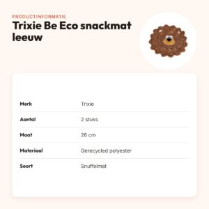 Trixie snuffelmat hond Be Eco leeuw gerecycled pluche 26 cm – 2 stuks – productinformatie