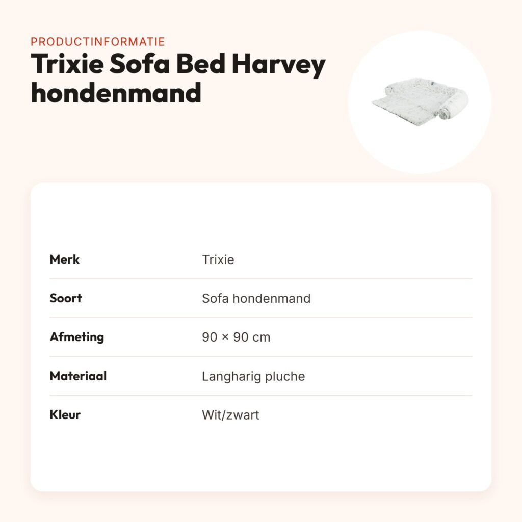 Trixie Sofa Bed Harvey hondenmand wit/zwart 90 x 90 cm – meubelbeschermer – productinformatie