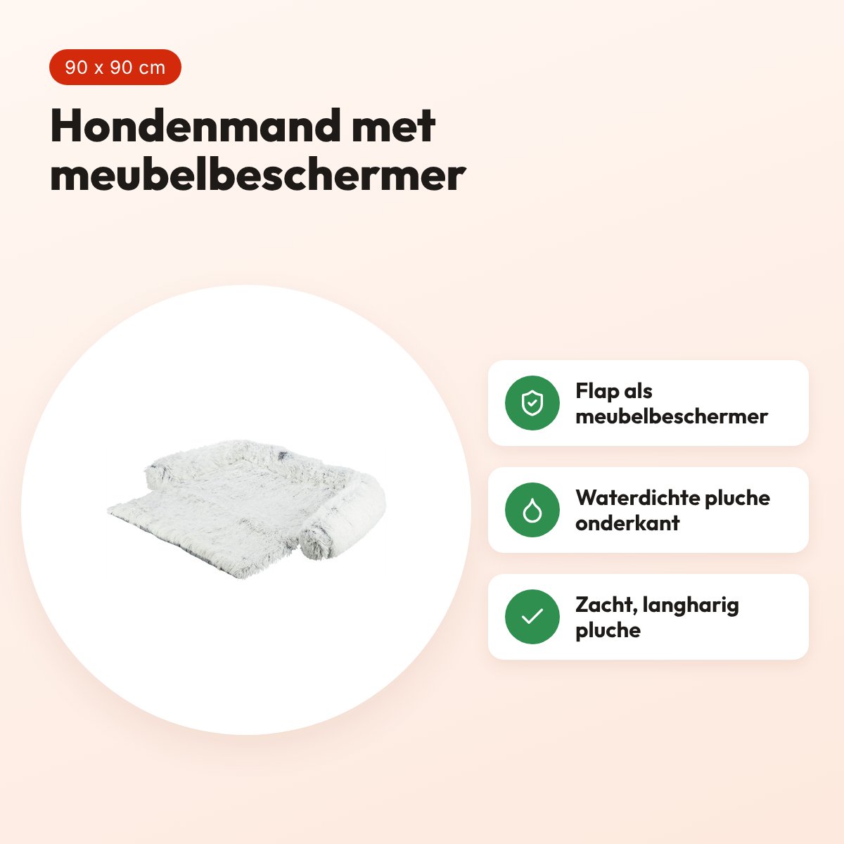 Trixie Sofa Bed Harvey hondenmand wit/zwart 90 x 90 cm – meubelbeschermer – voordelen