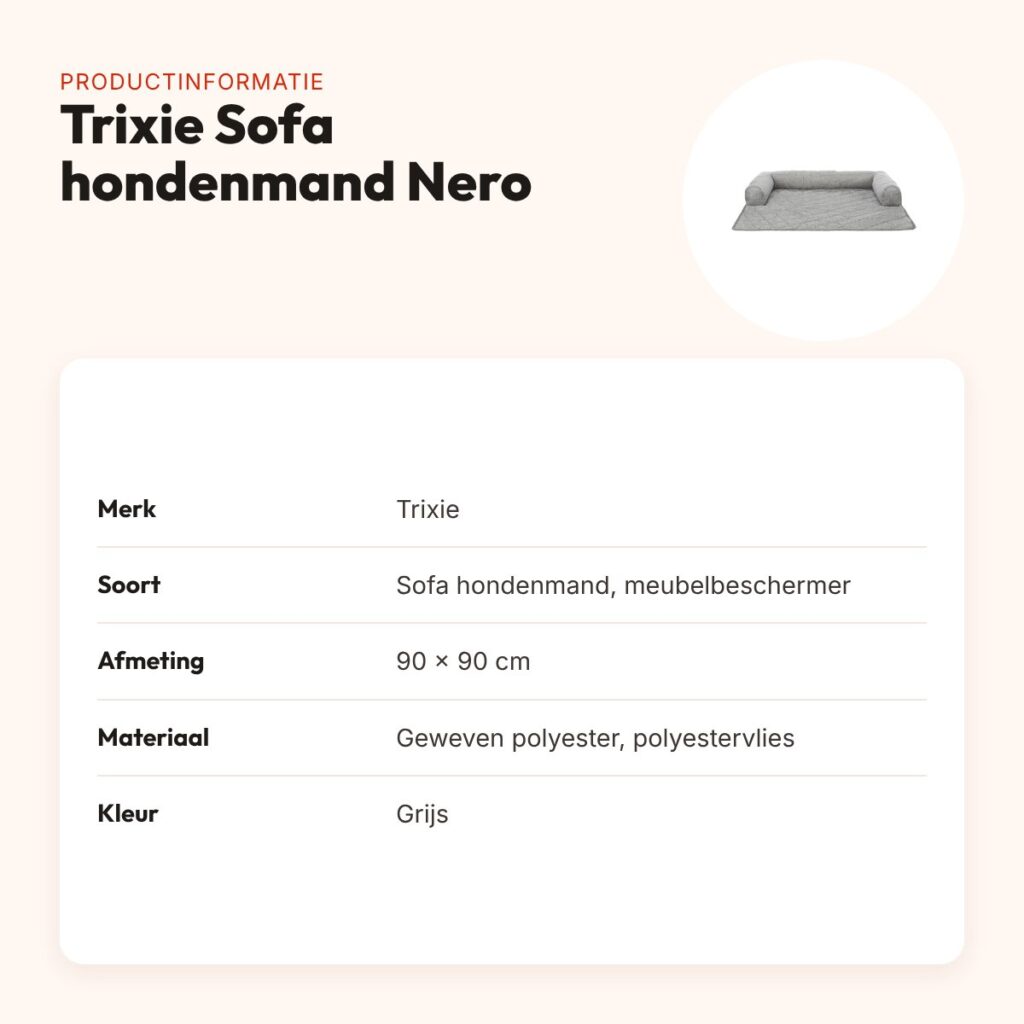 Trixie Sofa hondenmand Nero grijs 90 x 90 cm – meubelbeschermer – productinformatie