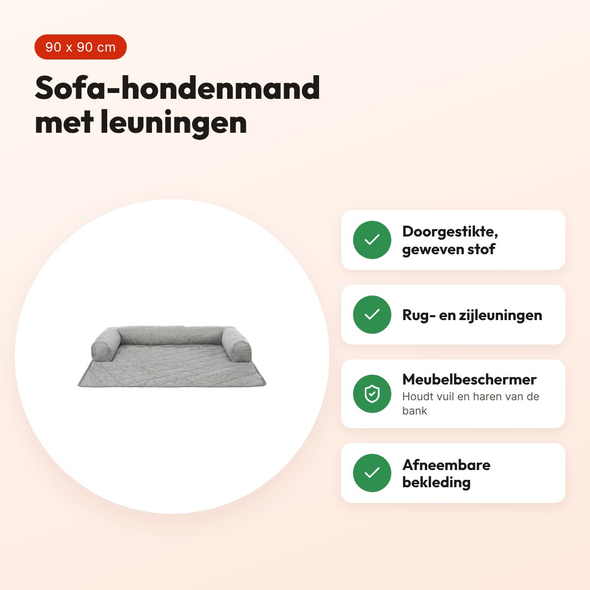 Trixie Sofa hondenmand Nero grijs 90 x 90 cm – meubelbeschermer – voordelen
