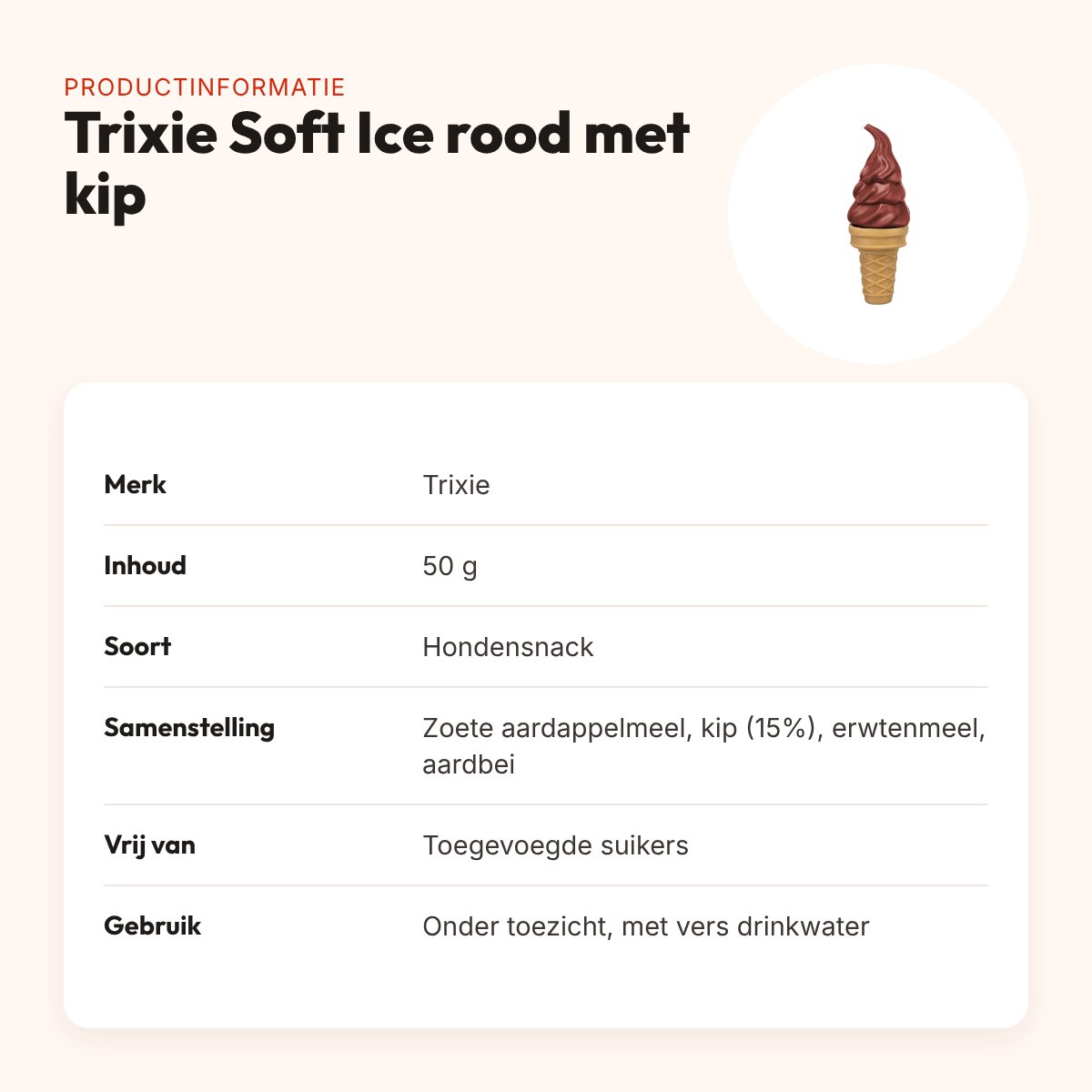 Trixie Soft Ice hondensnack rood met kip 50 g – productinformatie