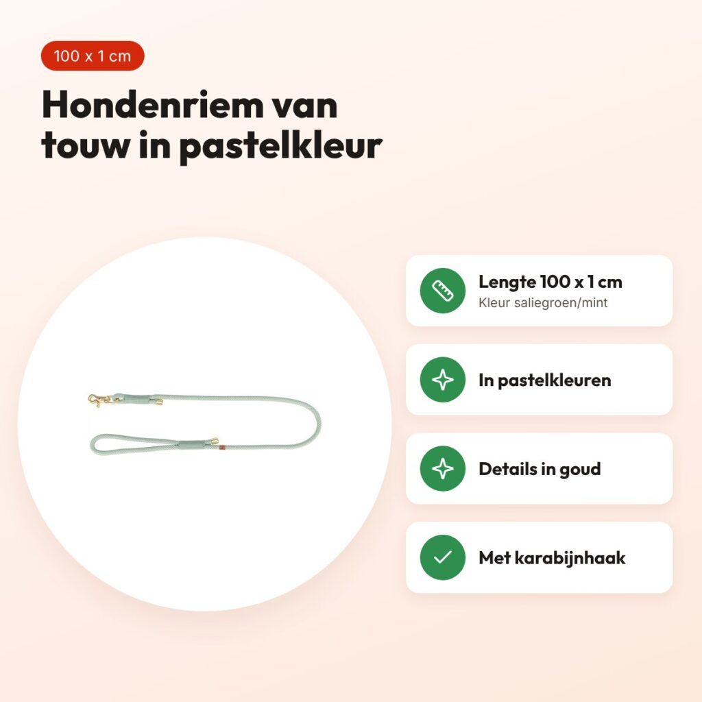 Trixie Soft Rope hondenriem saliegroen/mint 100 x 1 cm – voordelen
