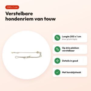 Trixie Soft Rope hondenriem verstelbaar grijs/lichtgrijs 200 x 1 cm – voordelen