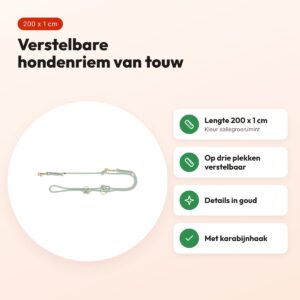 Trixie Soft Rope hondenriem verstelbaar saliegroen/mint 200 x 1 cm – voordelen