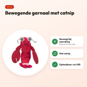 Trixie Spartel garnaal met catnip rood 23 cm – bewegend en oplaadbaar – voordelen