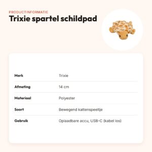 Trixie spartel schildpad pluche 14 cm – oplaadbaar kattenspeeltje – productinformatie