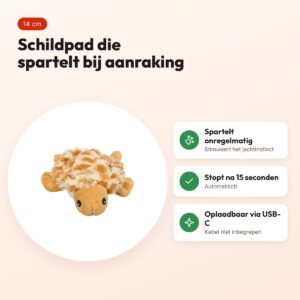 Trixie spartel schildpad pluche 14 cm – oplaadbaar kattenspeeltje – voordelen