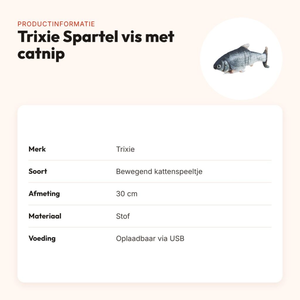 Trixie Spartel vis met catnip 30 cm – bewegend en oplaadbaar – productinformatie