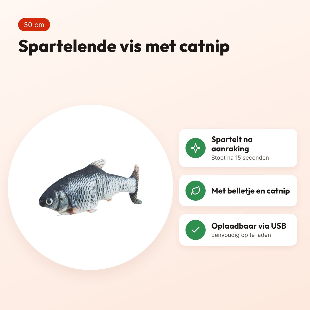 Trixie Spartel vis met catnip 30 cm – bewegend en oplaadbaar – voordelen