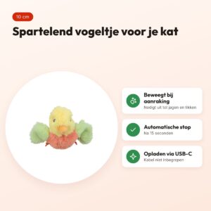 Trixie spartel vogel pluche 10 cm – oplaadbaar kattenspeeltje – voordelen