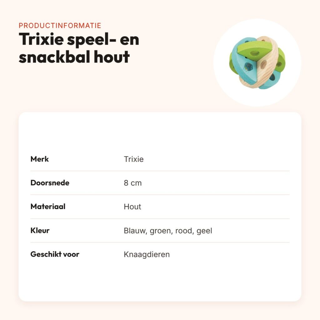 Trixie speel- en snackbal hout 8 cm – vulbaar met snacks – productinformatie