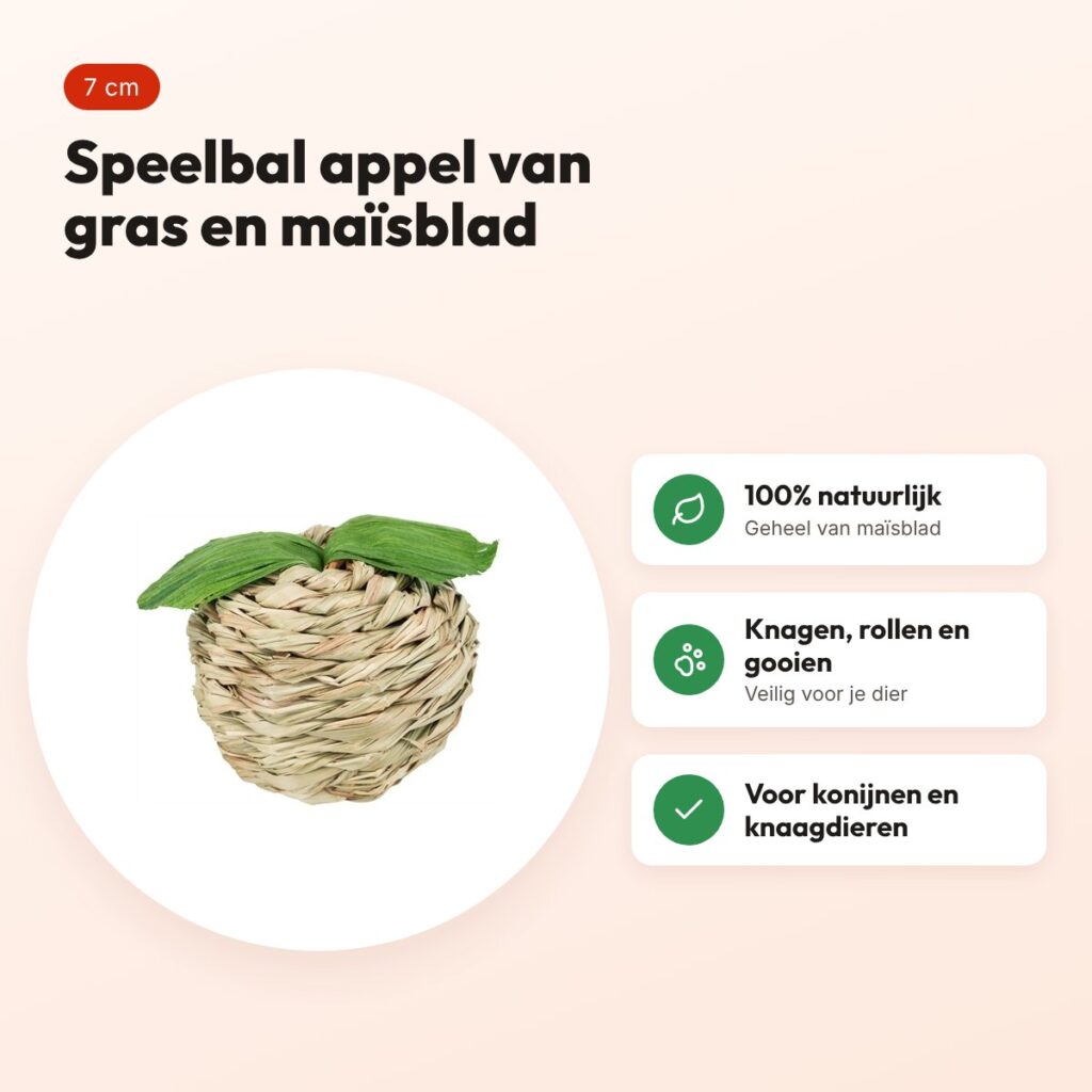 Trixie speelbal appel van gras en maïsblad 7 cm – voor knaagdieren – voordelen