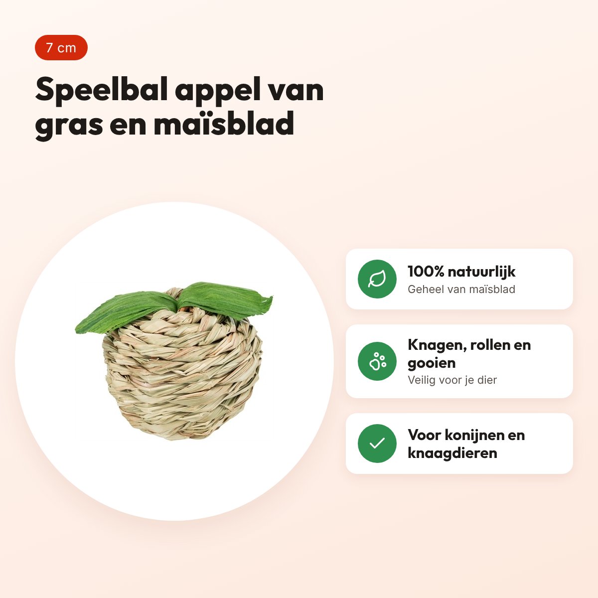 Trixie speelbal appel van gras en maïsblad 7 cm – voor knaagdieren – voordelen