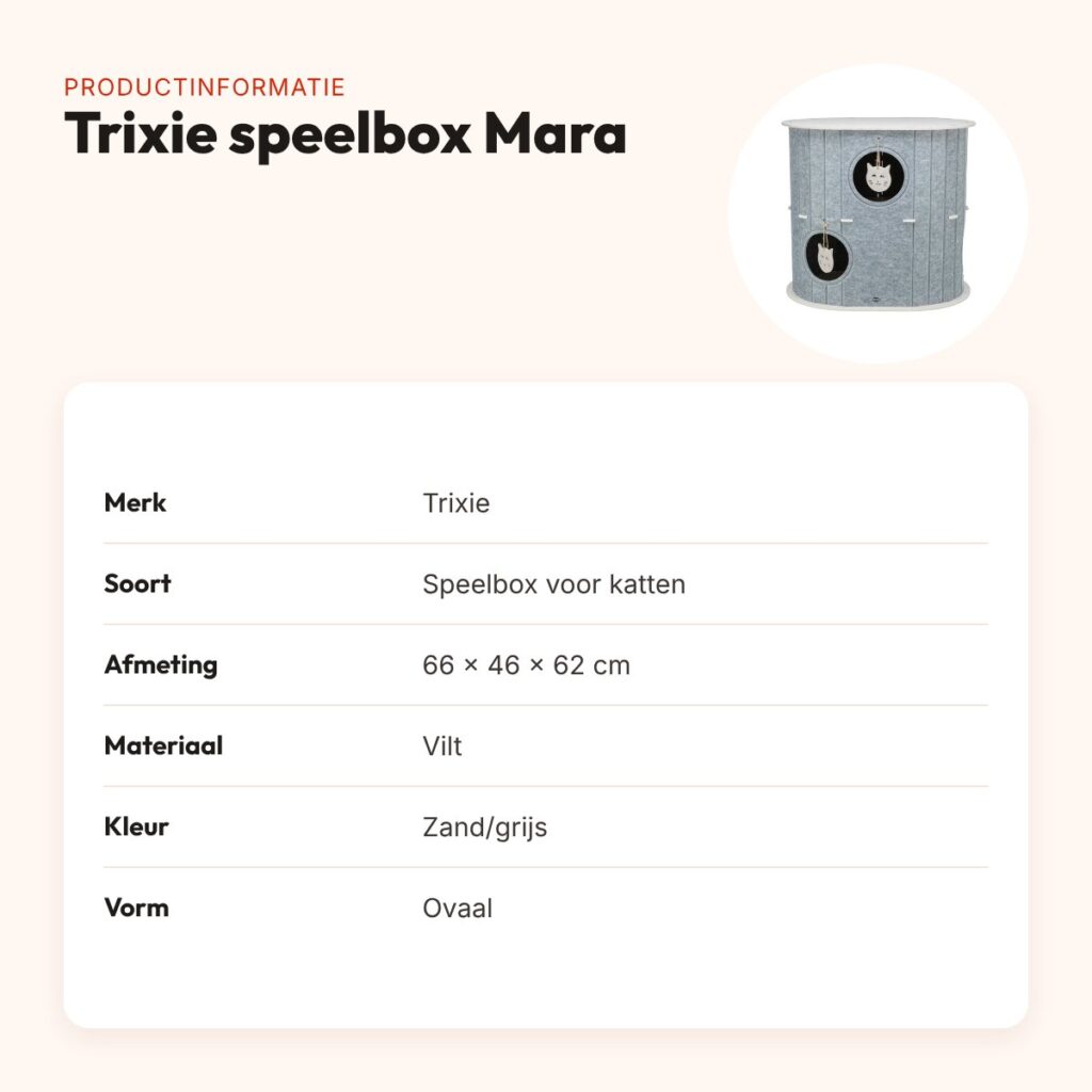 Trixie speelbox Mara ovaal vilt zand/grijs 66 x 46 x 62 cm – productinformatie