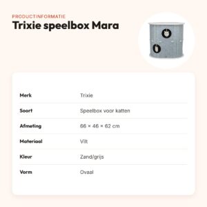 Trixie speelbox Mara ovaal vilt zand/grijs 66 x 46 x 62 cm – productinformatie