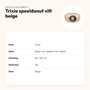 Trixie speeldonut vilt beige 60 x 60 cm – speel- en rustplek voor katten – productinformatie