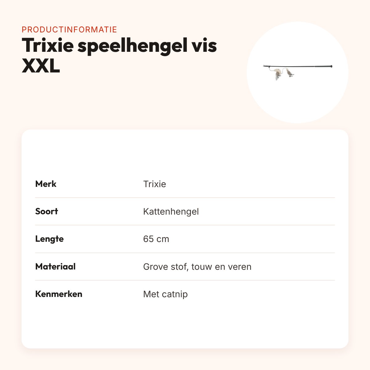 Trixie speelhengel vis XXL met catnip 65 cm – voor grote katten – productinformatie
