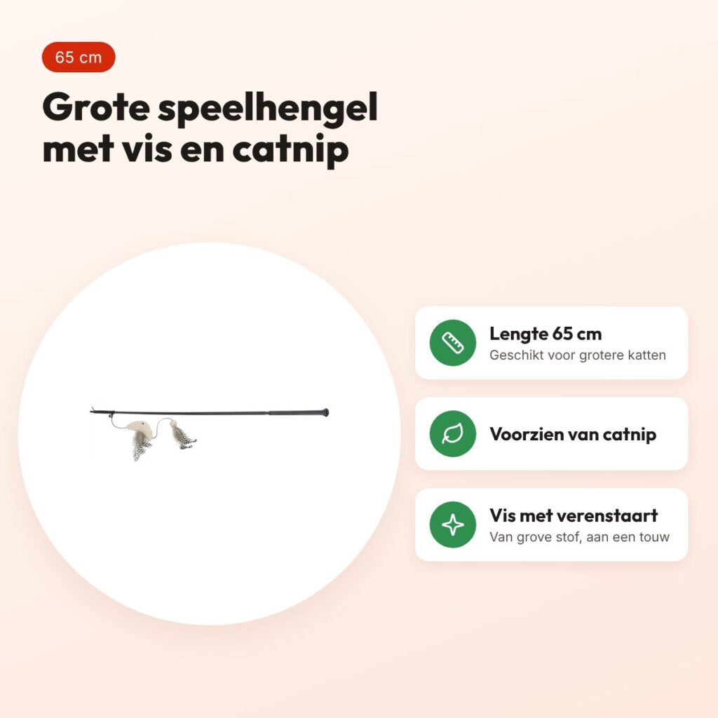 Trixie speelhengel vis XXL met catnip 65 cm – voor grote katten – voordelen