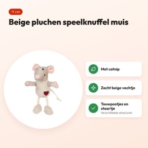 Trixie speelknuffel muis pluche beige met catnip 11 cm – voordelen