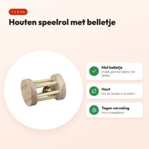 Trixie speelrol hout met bel 7 x 5 cm – beige – voordelen