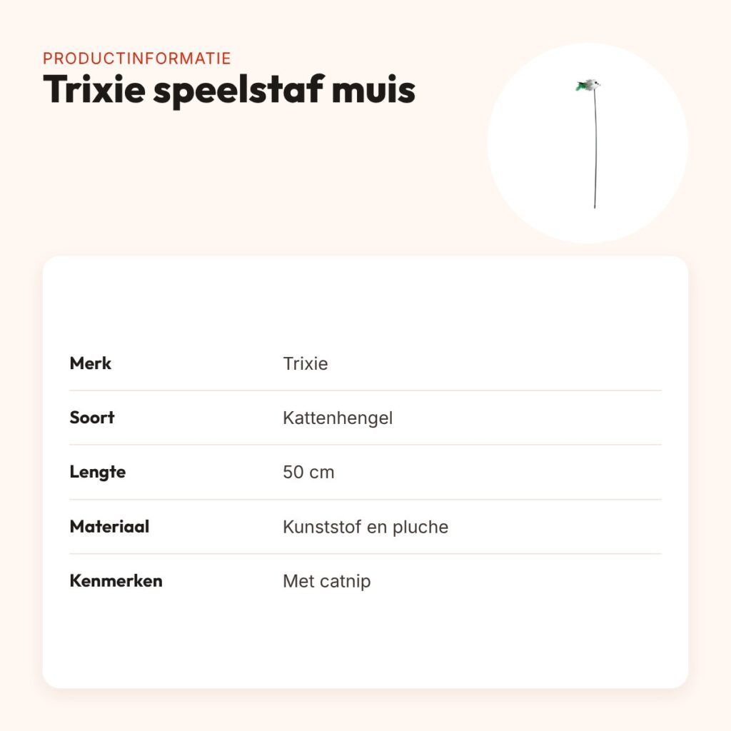 Trixie speelstaf muis kunststof/pluche met catnip 50 cm – productinformatie