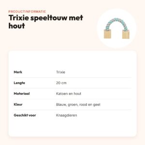 Trixie speeltouw met hout 20 cm – katoen, voor knaagdieren – productinformatie
