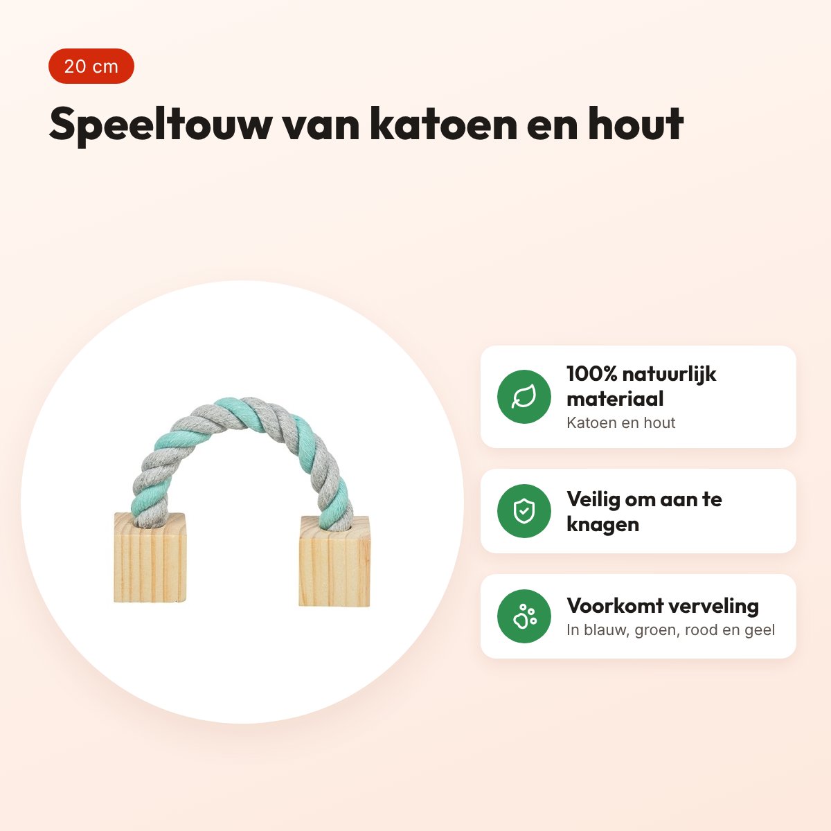 Trixie speeltouw met hout 20 cm – katoen, voor knaagdieren – voordelen