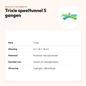 Trixie speeltunnel 5 gangen 47 x 18 x 18 cm – uitbreidbaar – productinformatie