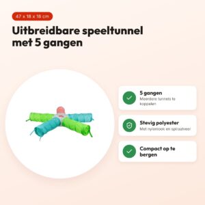 Trixie speeltunnel 5 gangen 47 x 18 x 18 cm – uitbreidbaar – voordelen