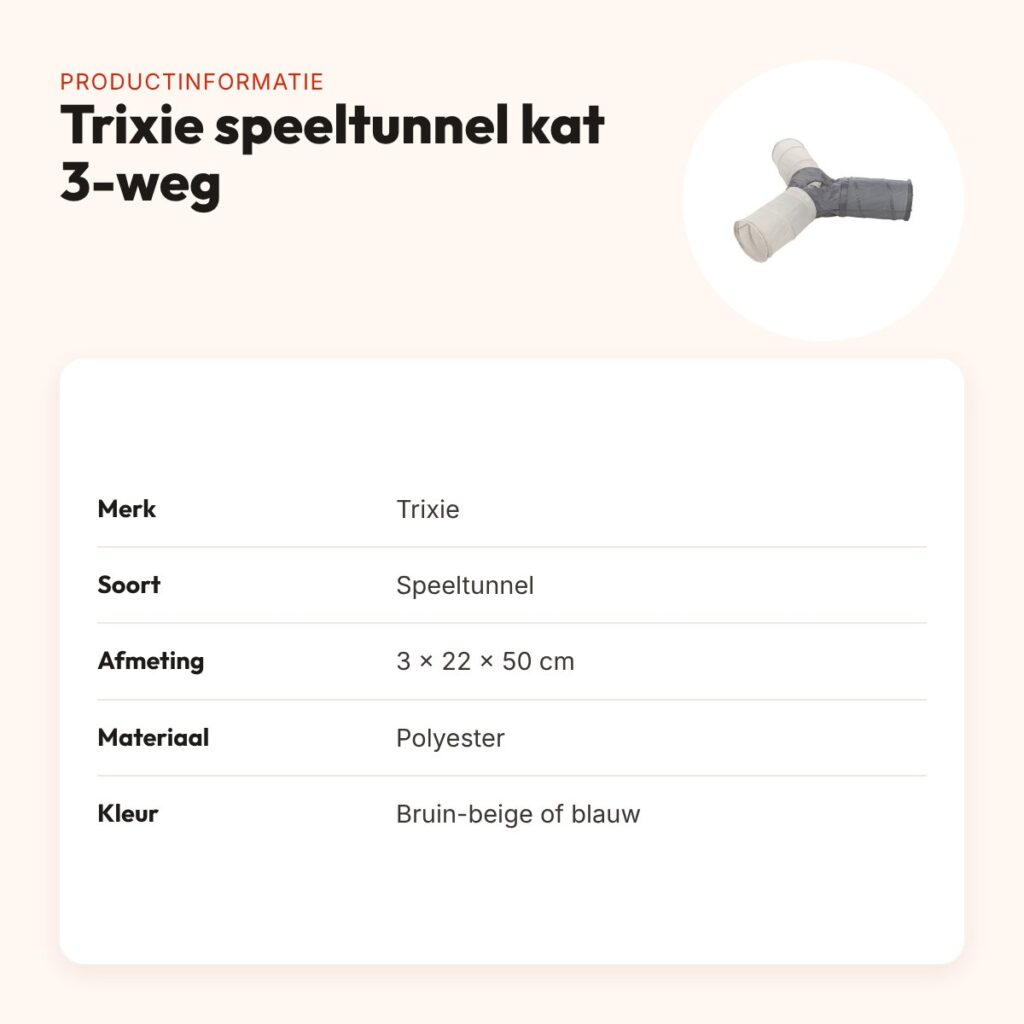 Trixie speeltunnel kat 3-weg blauw 3 x 22 x 50 cm – knisperend – productinformatie