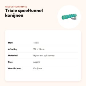 Trixie speeltunnel konijnen 117 x 19 cm – nylon met spiraalveer, assorti – productinformatie