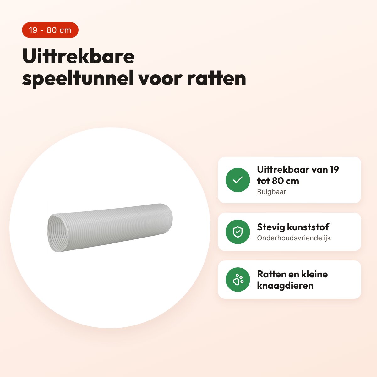 Trixie speeltunnel voor ratten 19-80 cm – grijs, uittrekbaar – voordelen