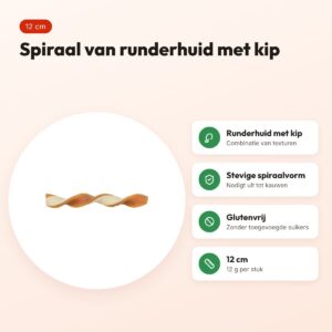Trixie spiraal kauwsnack kip 12 cm – runderhuid, 12 g – voordelen
