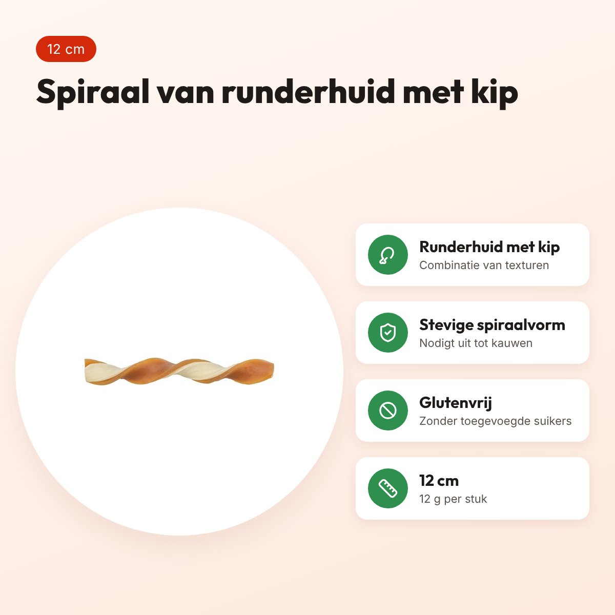 Trixie spiraal kauwsnack kip 12 cm – runderhuid, 12 g – voordelen