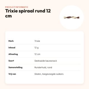 Trixie spiraal kauwsnack rund 12 cm – glutenvrij, 12 g – productinformatie