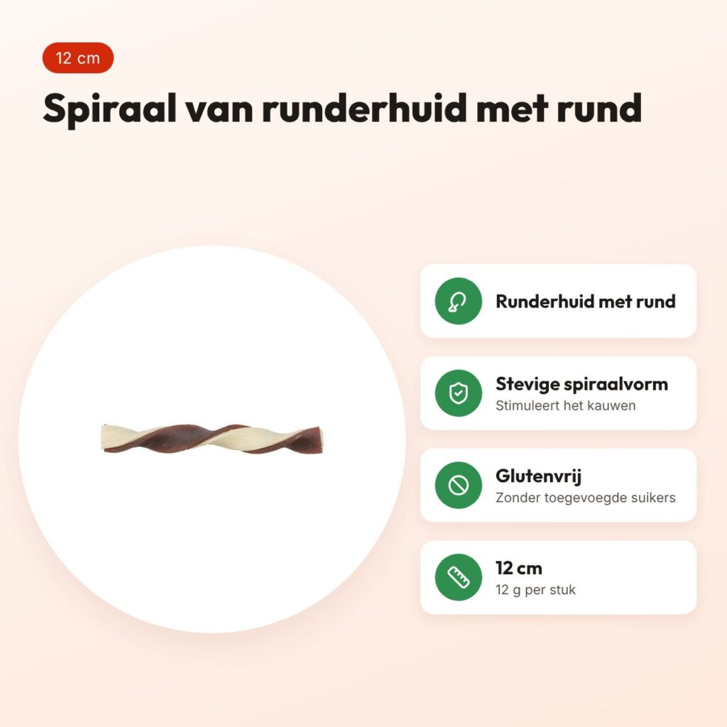 Trixie spiraal kauwsnack rund 12 cm – glutenvrij, 12 g – voordelen