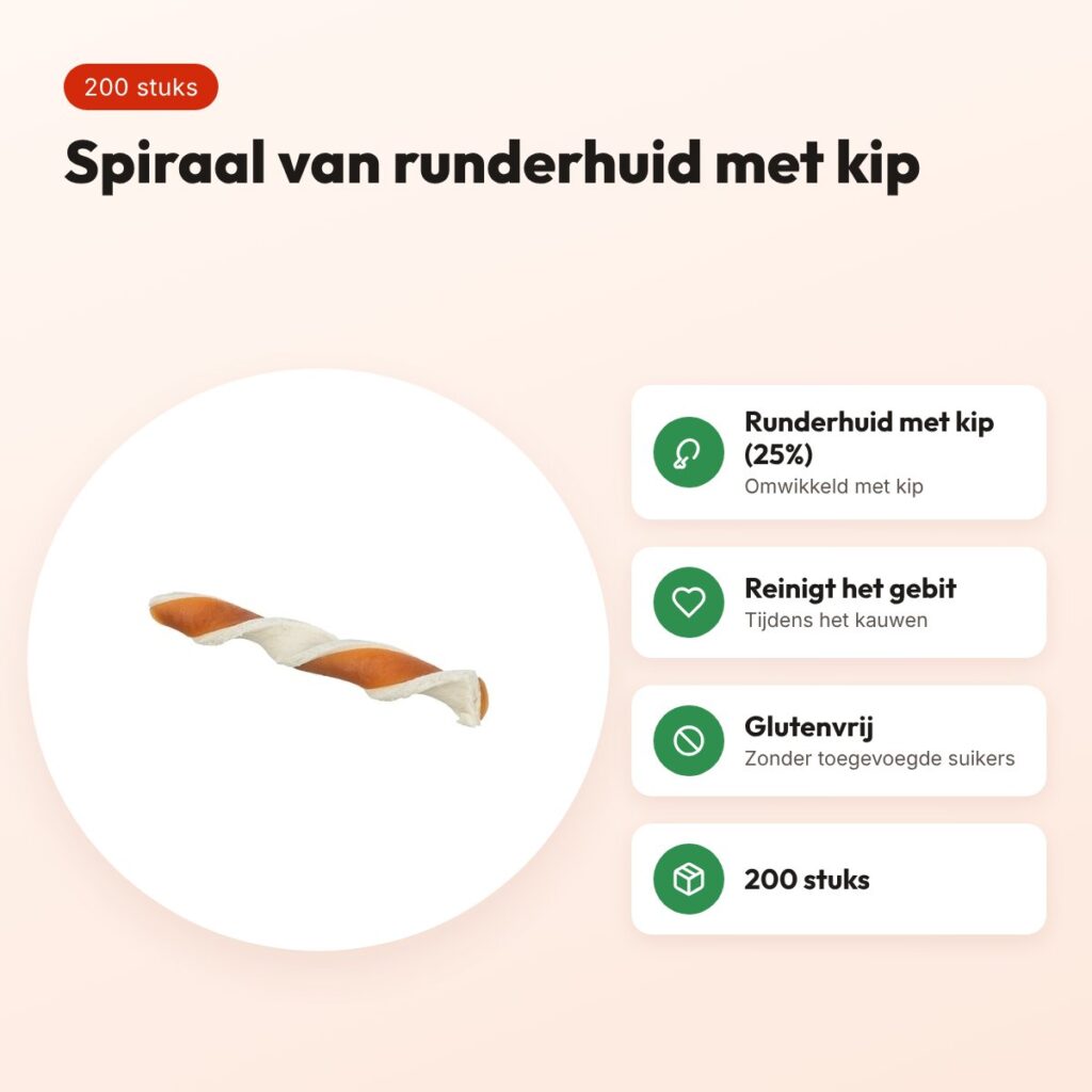 Trixie Spiral kauwsnack rund met kip – glutenvrij, 200 stuks – voordelen
