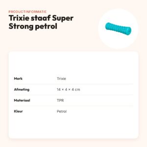 Trixie staaf Super Strong TPR petrol 14 x 4 x 4 cm – hondenspeeltje – productinformatie