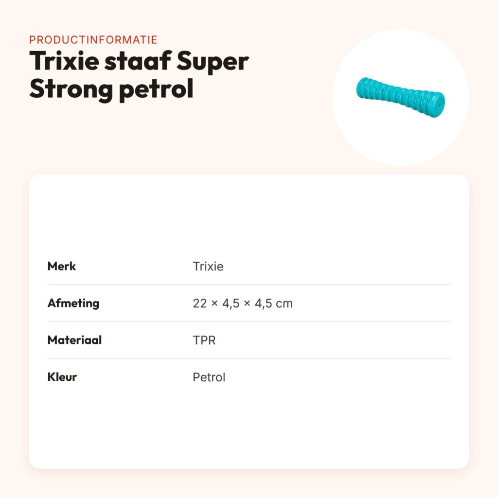 Trixie staaf Super Strong TPR petrol 22 x 4,5 x 4,5 cm – hondenspeeltje – productinformatie