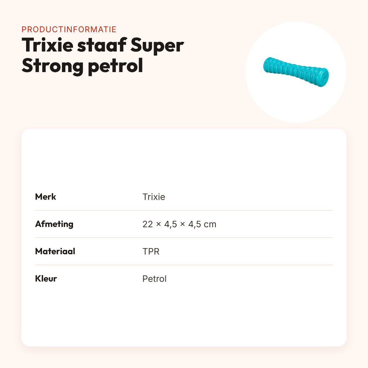 Trixie staaf Super Strong TPR petrol 22 x 4,5 x 4,5 cm – hondenspeeltje – productinformatie
