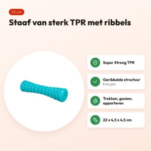 Trixie staaf Super Strong TPR petrol 22 x 4,5 x 4,5 cm – hondenspeeltje – voordelen