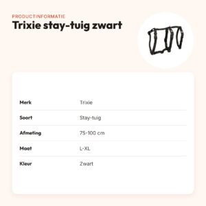 Trixie stay-tuig zwart L-XL 75-100 cm – met tailleriem – productinformatie