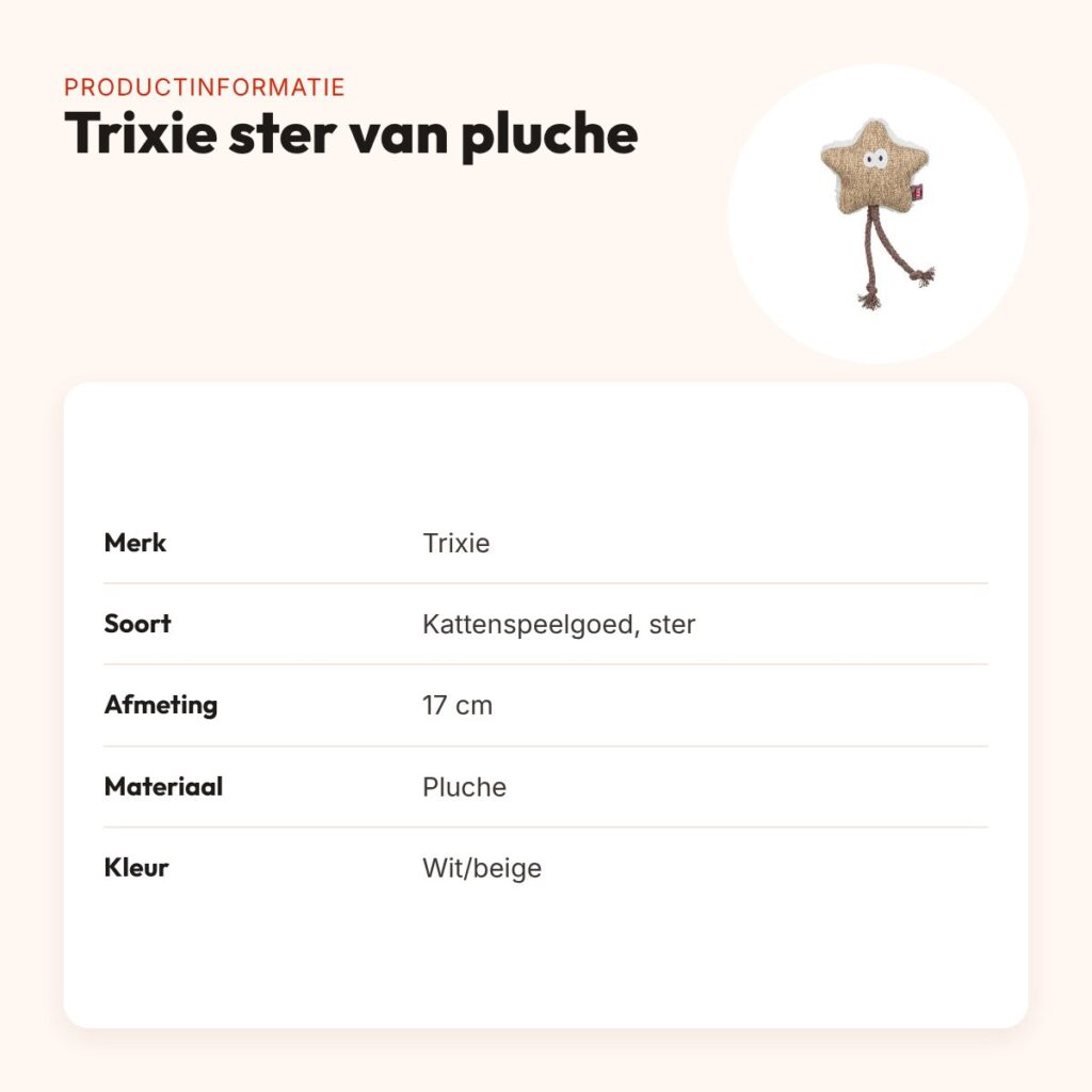 Trixie ster van pluche met catnip 17 cm – wit/beige – productinformatie