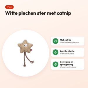 Trixie ster van pluche met catnip 17 cm – wit/beige – voordelen