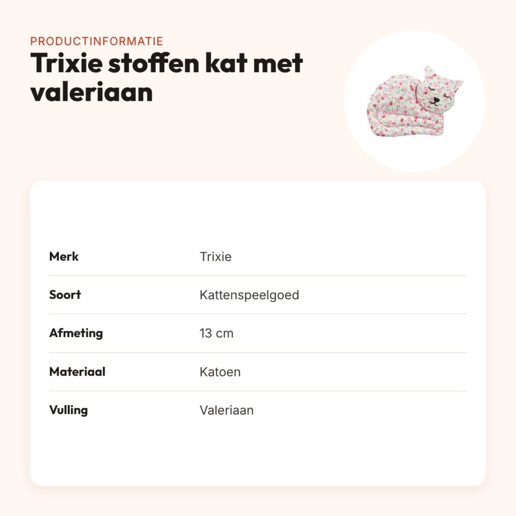 Trixie stoffen kat met valeriaan 13 cm – katoen met bloemetjesprint – productinformatie