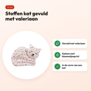 Trixie stoffen kat met valeriaan 13 cm – katoen met bloemetjesprint – voordelen