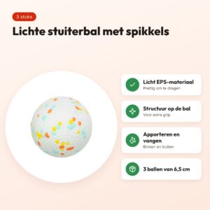 Trixie stuiterbal Light & Strong EPS wit/meerkleurig 6,5 cm – 3 stuks – voordelen