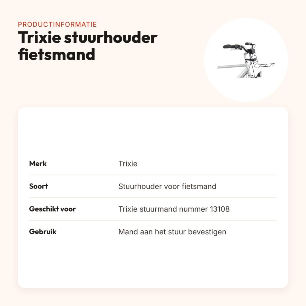 Trixie stuurhouder voor fietsmand 13108 – productinformatie