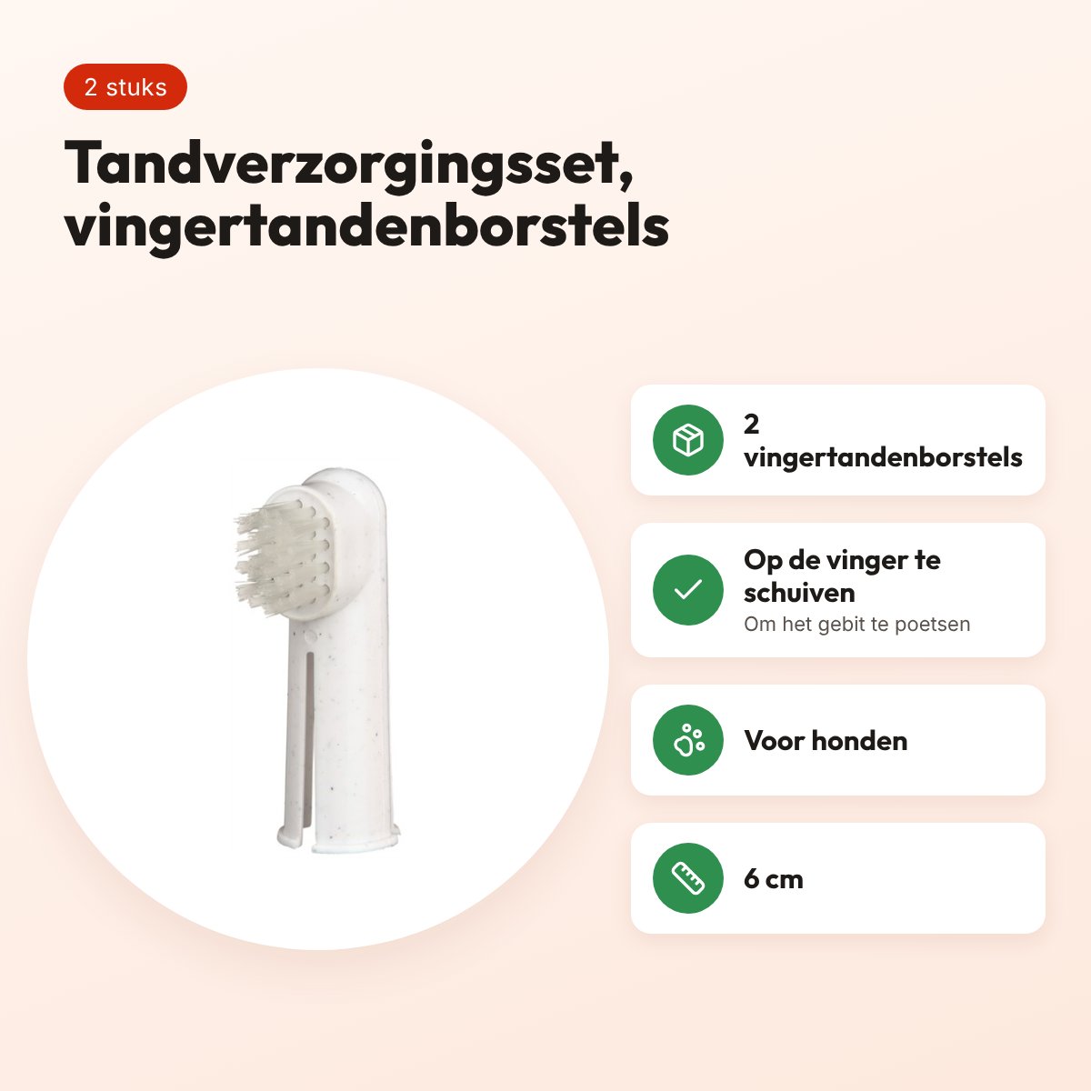 Trixie tandverzorgingsset hond 2 vingertandenborstels 6 cm – voordelen